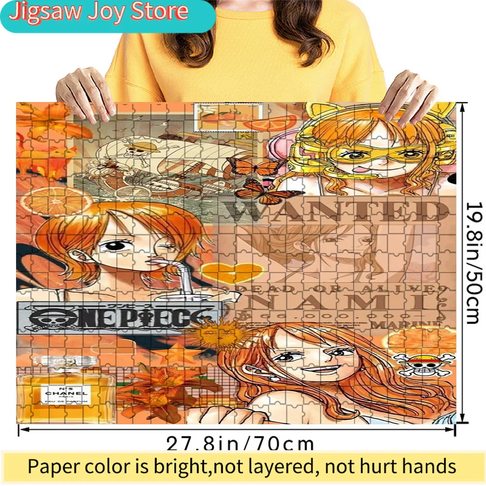 

Коллекционный пазл One Piece: Нами (оранжевый), эстетичный коллаж с изображением персонажа, аниме-арт пиратского навигатора, коллекционный предмет