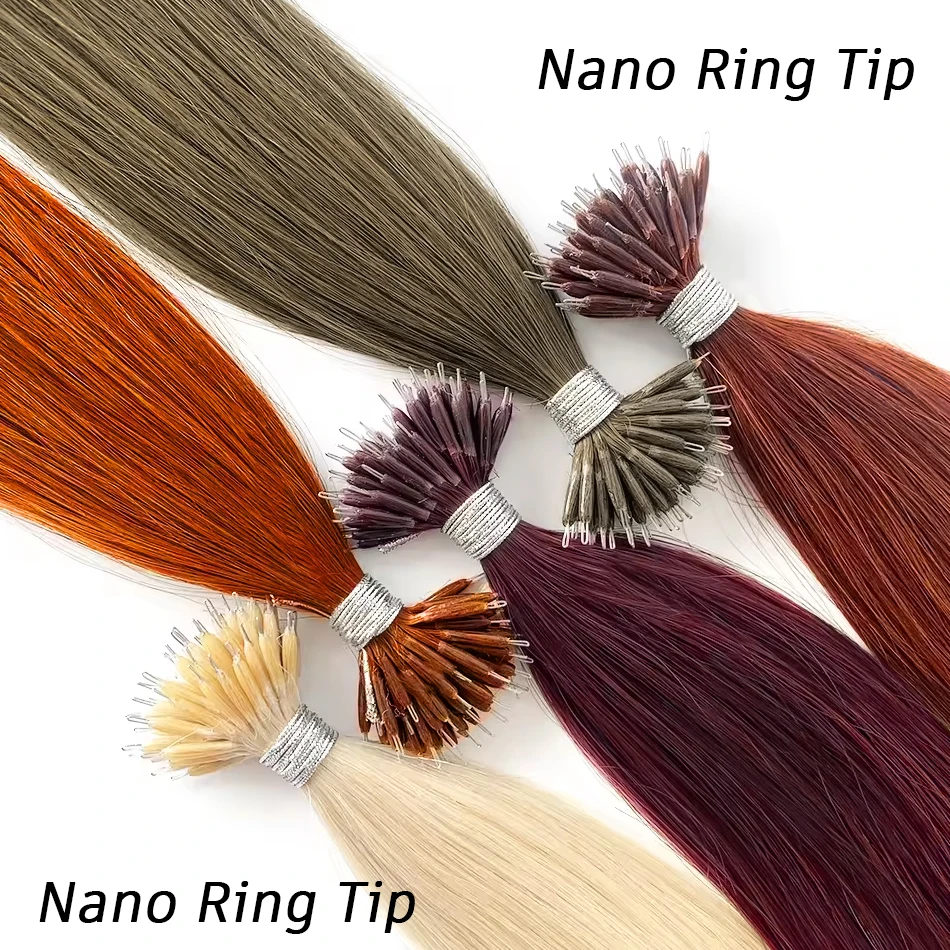 Extensiones de cabello lacio con puntas de nano anillo, set de fusión de cabello humano real, cápsulas de queratina, marrón y rubio, 30 pulgadas 5