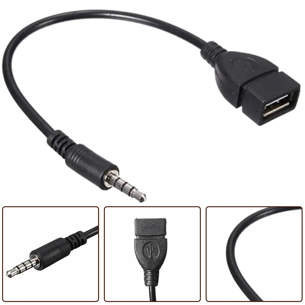 Car Audio AUX 3.5mm Male To USB 2.0 Type A Female Converter Adapter Cable Automotive Interior Accessories