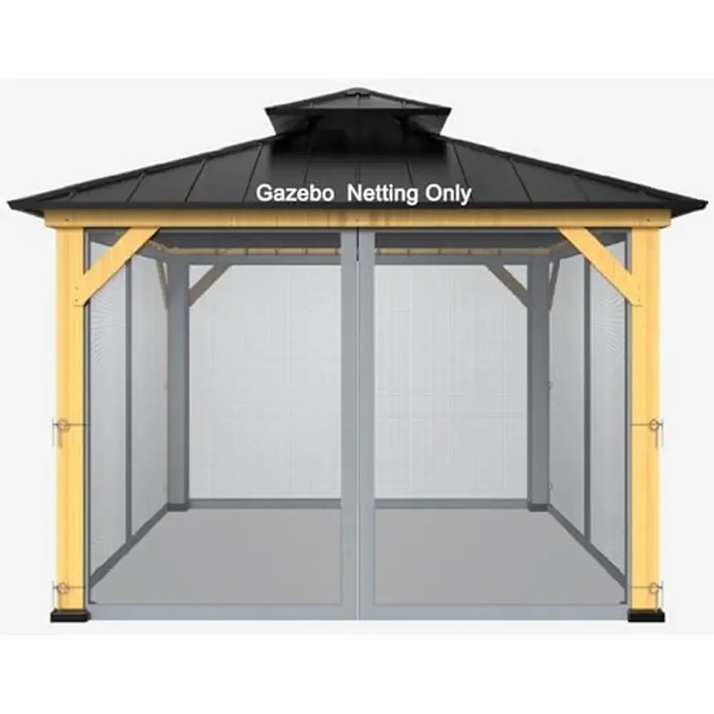 

Сменная сетка для беседки 12 x 12 футов, москитная сетка, 4-панельная сетка, настенная сетка на молнии, универсальная подходит для наружного павильона