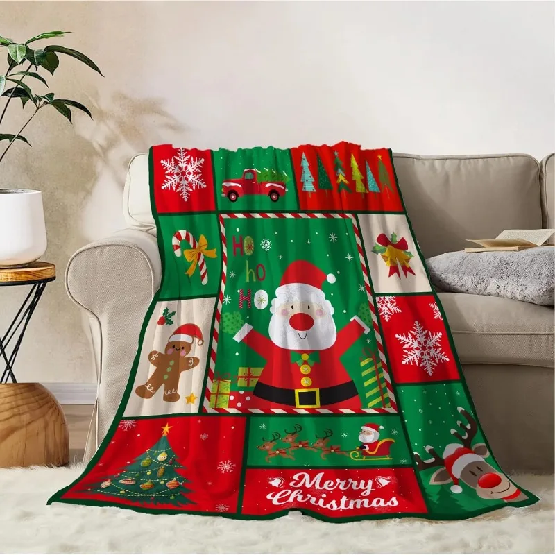 

Christmas Blanket Twin Size Plaid Green Red Elf Blanket Couch Sofa Bed Soft Cozy Lightweight Fuzzy Plush Fleece 150x200cm