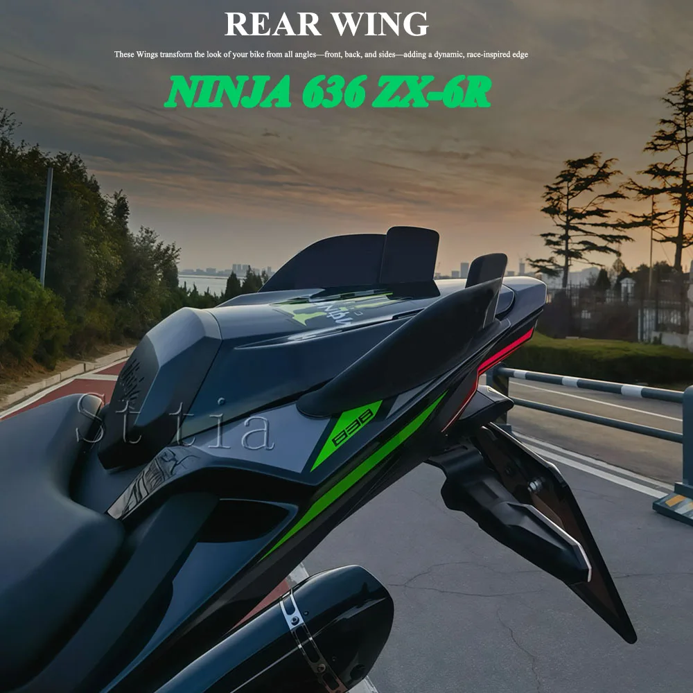 New For Kawasaki ZX-6R 2019-2025 ZX 6R Motorcycle Accessories ZX6R ZX-636 Aerodynamic Rear Cover Wind Wing Fixed Winglet Kit
