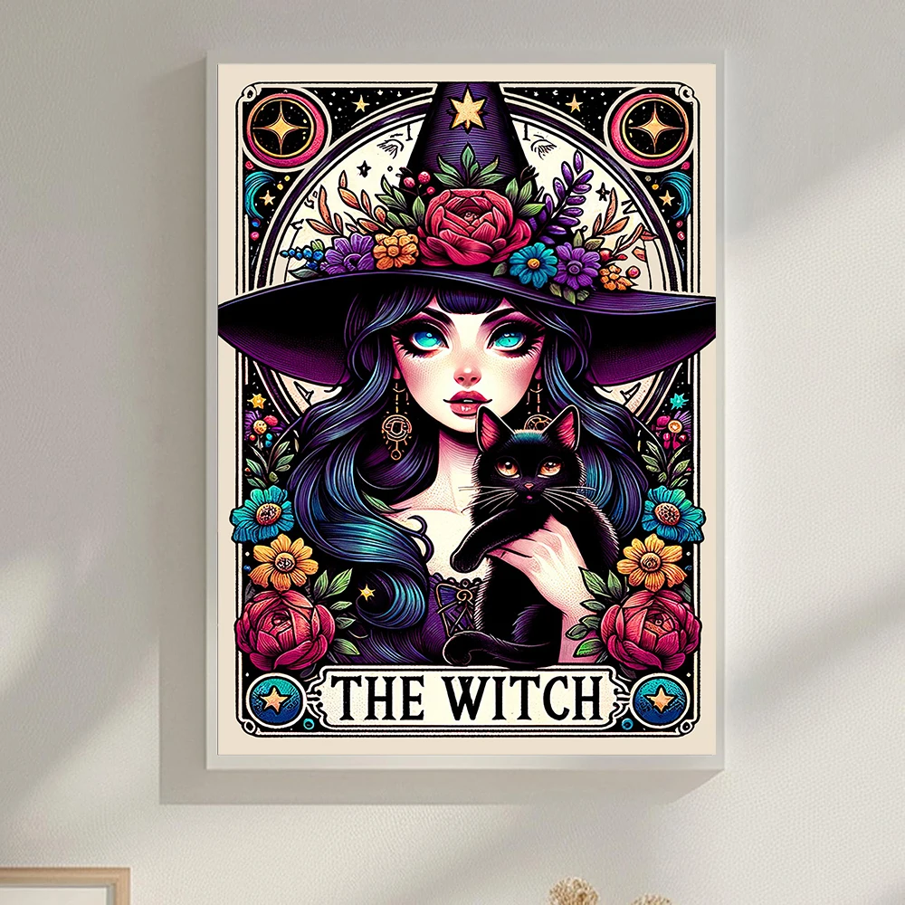 

5D ведьма Таро алмазная живопись DIY полная круглая картина со стразами мозаика набор для вышивки крестом домашний декор хобби подарок 12x16 дюймов