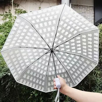 可愛米菲全自動卡通兔子印花透明折疊便攜陽傘女孩禮物 10 最佳銷售 可愛雨傘 - №2