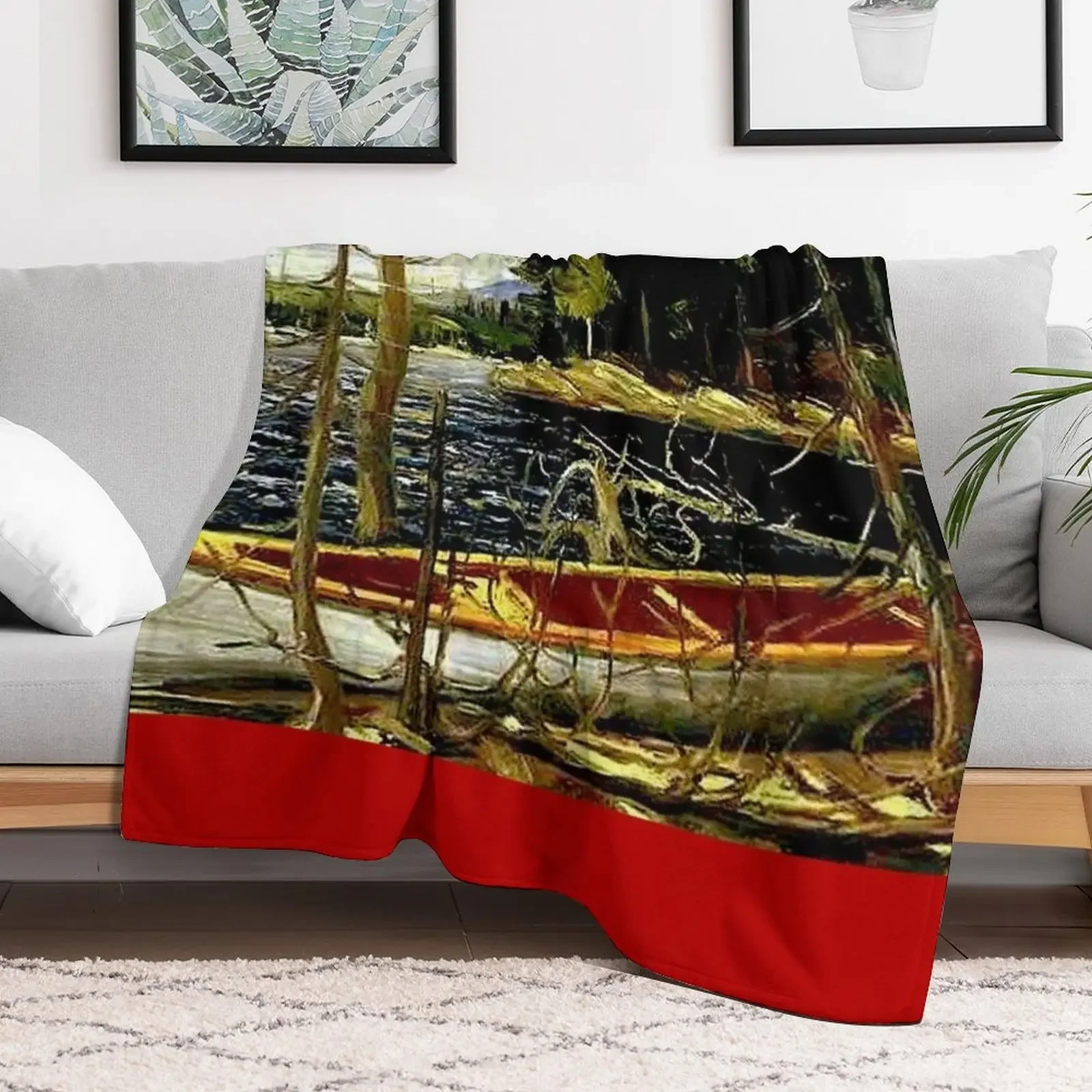 New THE CANOE : Vintage 1917 Tom Thomson Algonquin Park Art Print Throw Blanket Blankets For Bed Kid'S Flannel Blankets