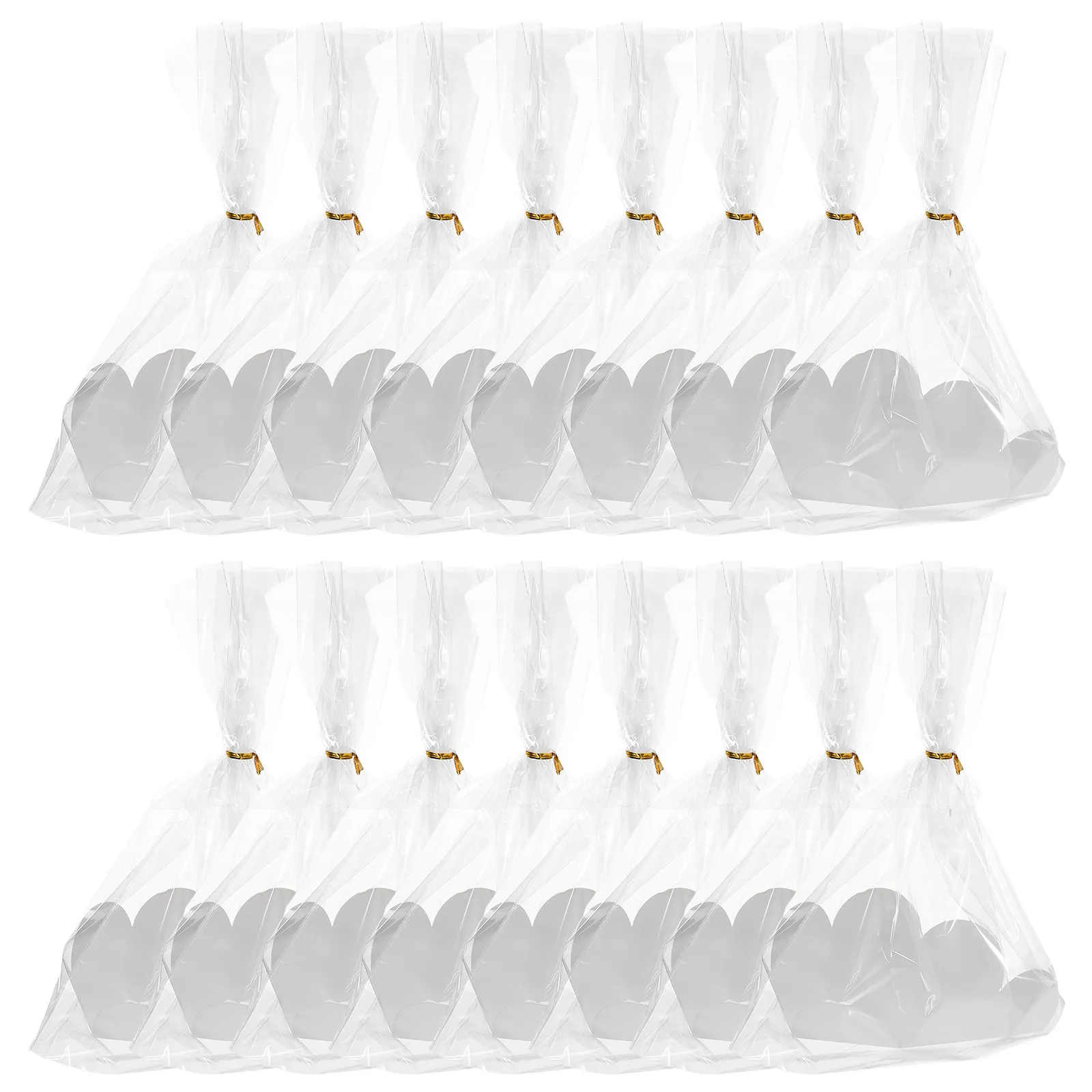 100Sets Elegant Cake Packaging Kit Clear Dessert Bags with Oil Resistant Paper Base Ideal for 6 Inch Chiffon Cakes Baking