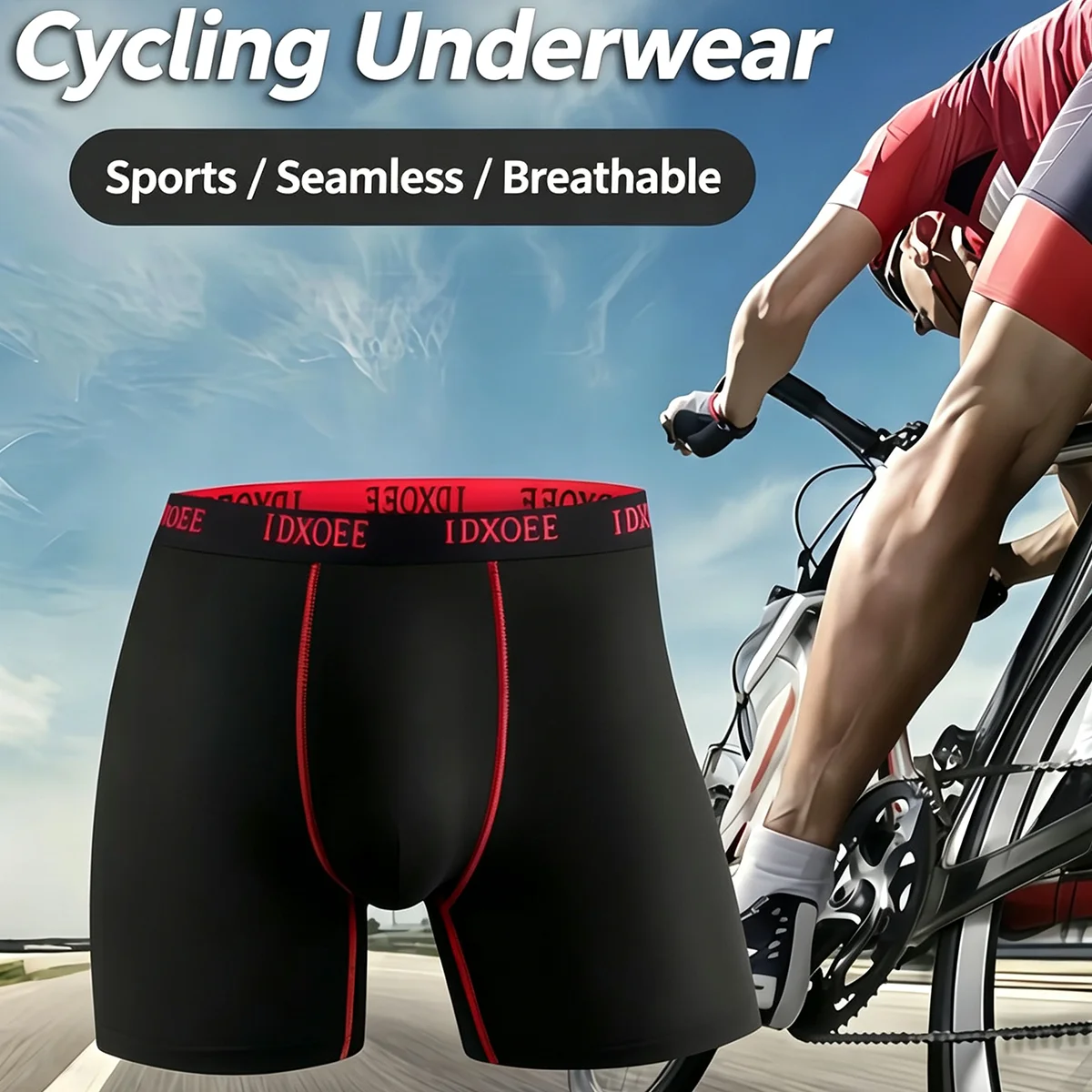 Men's Sports Breathable Mid Length Shorts Antibacterial Boxer Shorts Summer Sports Underwear Comfortable Mid-Waist Elastic Short image 2