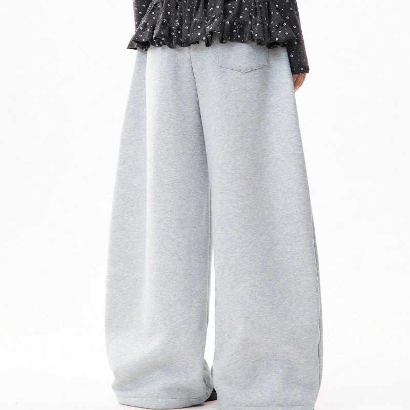 American Star Print Fleece-Lined Women's Casual Pants Winter New Design Loose Slimming Versatile Wide-Leg Long Trousers Ladies