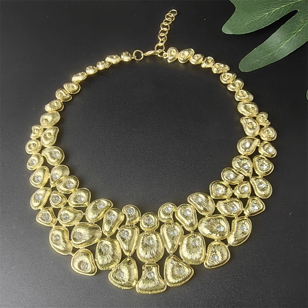 ESALE Luxury Dubai Gold Color Jewelry Set For Women Necklace Earrings Bracelet And Ring 4pcs Full Jewelry Set