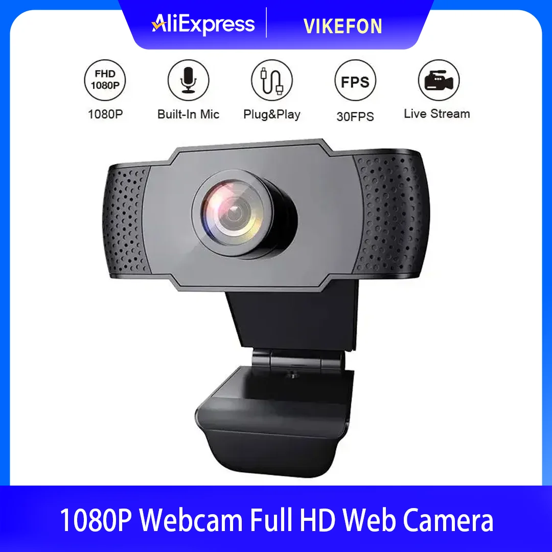 New 1080P Webcam Full HD Web Camera With LED Fill Light Microphone USB Plug Web Cam For PC Computer Mac Laptop Desktop Camera