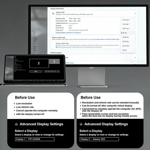 Imagen 2 del producto Emulador HDMI EDID 1920×1080 60Hz, Conector HDMI ficticio de alta resolución, Adaptador de pantalla EDID para escritorio remoto, servidor multimonitor