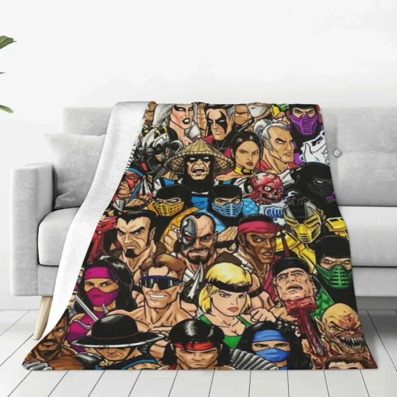 Mortal Kombat Fighting Arcade Game Blankets Coral Fleece Plush Sub Zero Scorpion Mk11 Throw Blanket for Outdoor Travel Bedspread