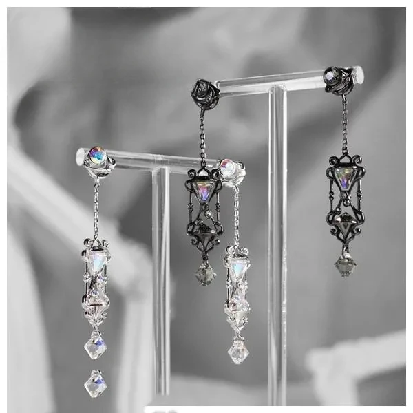 European and American Fashionable and Personalized Long Colorful Hourglass Earrings with Invisible Inlay Color Zircon Earrings