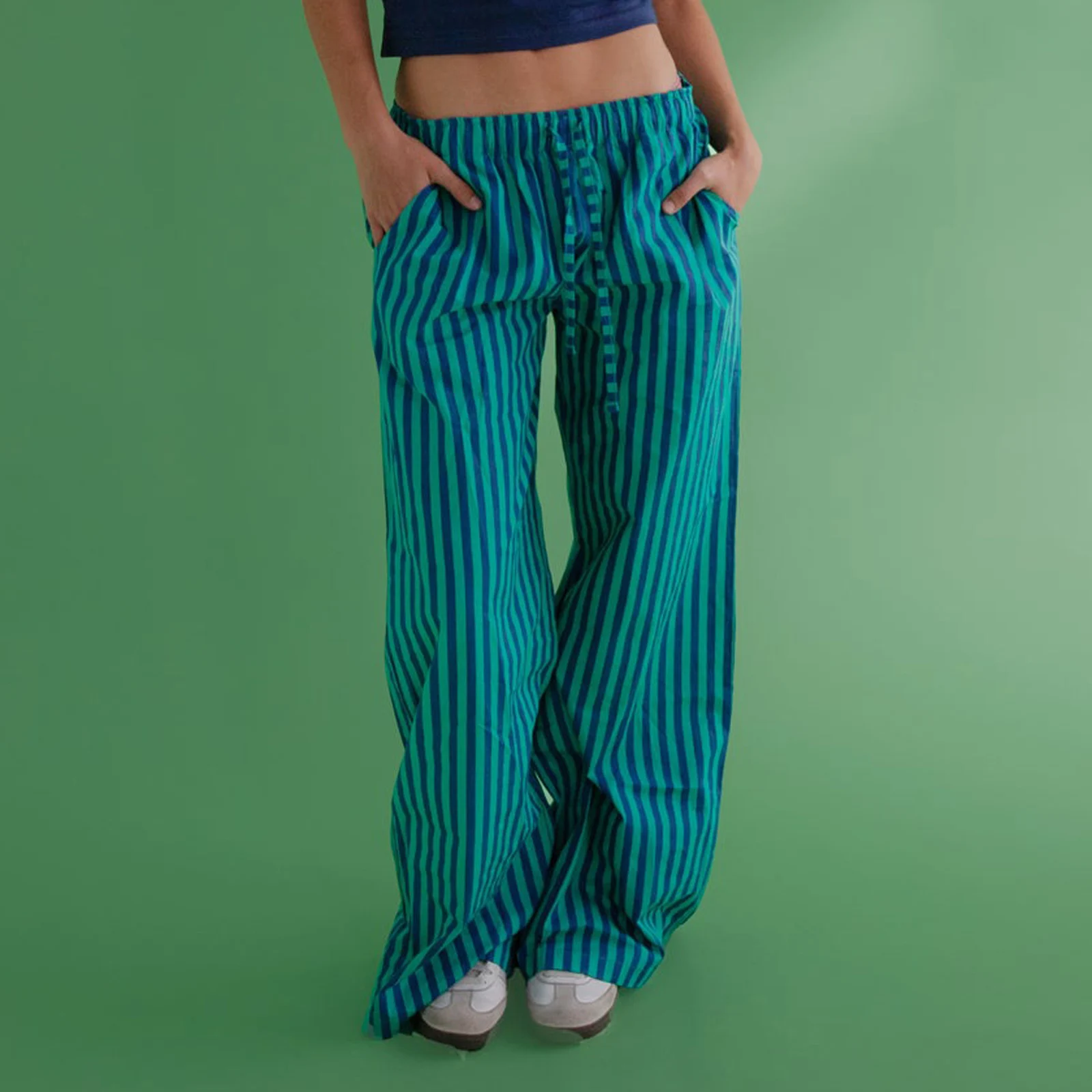 Combhasaki-Pantalones largos con botones para mujer, Pantalón recto, holgado, elástico, de cintura alta, Retro, Vintage, informal, Y2K