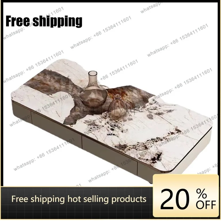 LJY High-end light luxury rock slab coffee table combination modern simple designer creative villa home living room small apartm