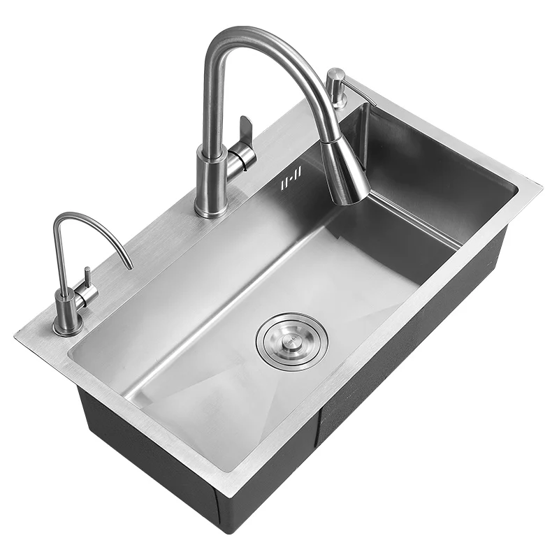 

Kitchen Sink Vegetable Basin 304 Stainless Steel Multi-Functional Household Manual Thickened Large Single Sink Sink