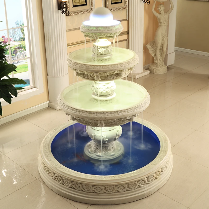 European-style flowing water fountain, large indoor ornaments, hotel floor-to-ceiling Roman column ornaments, housewarming