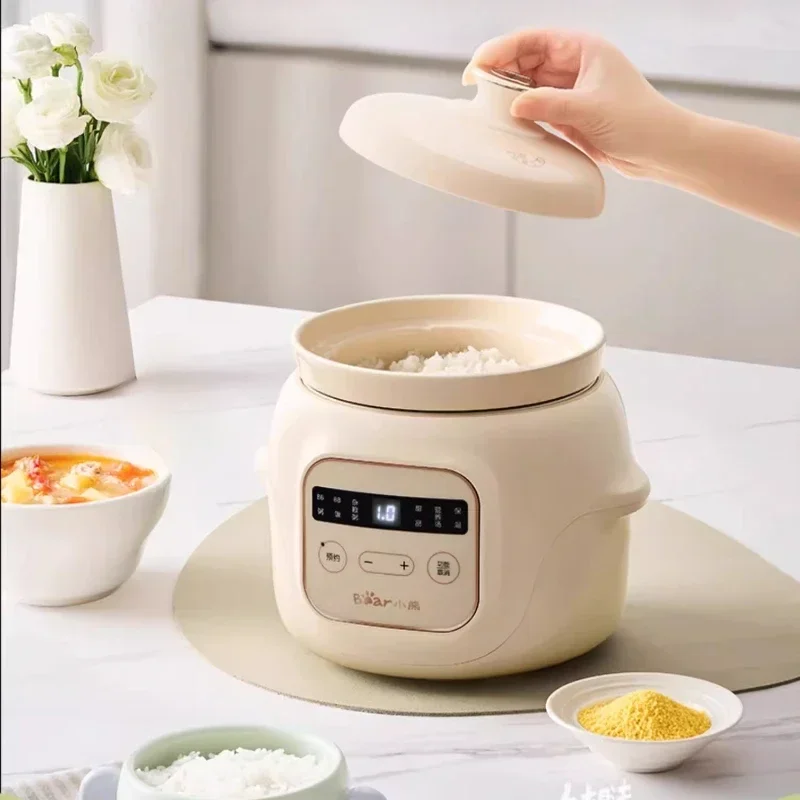 Bear 1L Slow Cooker Baby Supplementary Food Maker 220V Mini Bird's Nest Crock Pot White Porcelain 9.5h Reservation Keep Warm