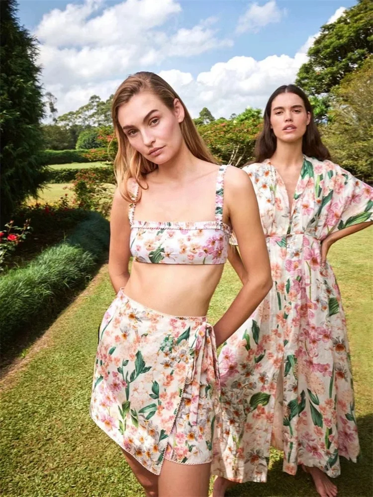 

Юбка Susan с высокой талией и цветочным принтом Sweet Coastal Vaion Sle Розовая юбка трапециевидной формы длиной f с поясом для женщин