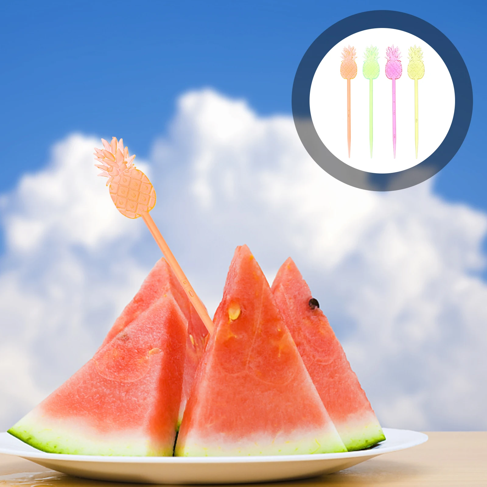 

50pcs Colorful Cocktail Fruit Picks Plastic Fruit Forks Portable Decorative Decors For Dessert Appetizer Garnish Restaurant Bar