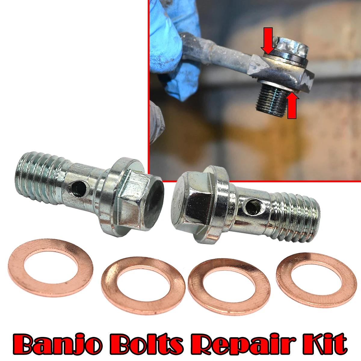 

For Audi Q2 BMW X5 E53 Land Rover Freelander 2 Caliper Hose Lines Banjo Fittings Bolts Sealing Crush Washers Rear Left Right