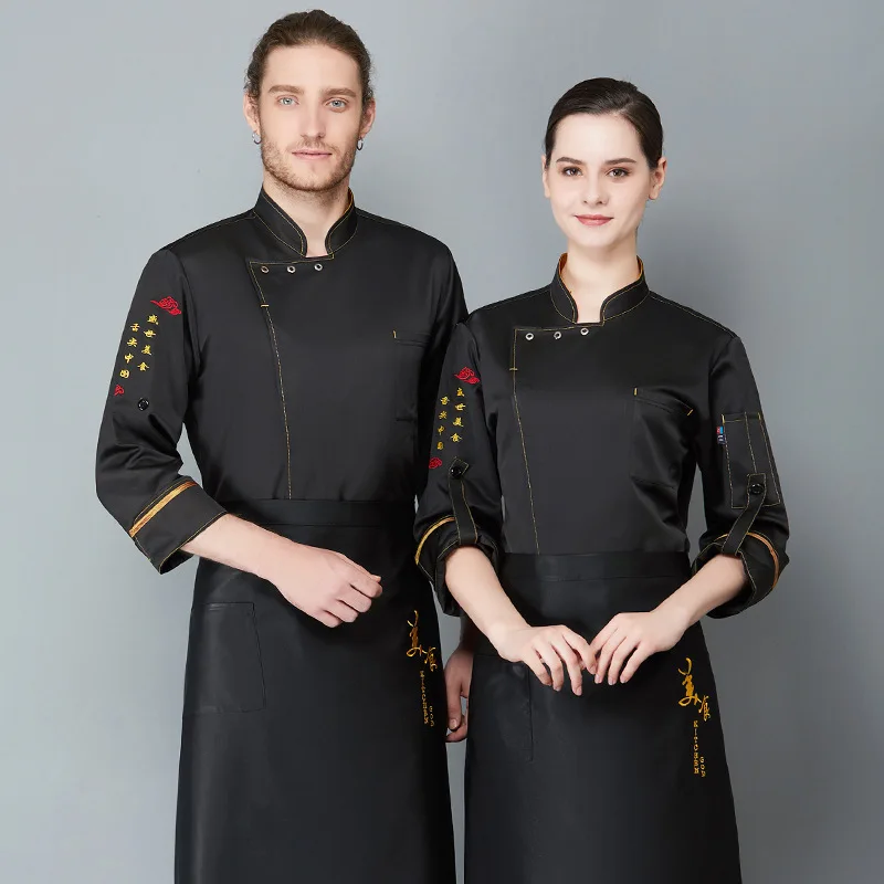 C520ผู้หญิง Professional ร้านอาหาร Top Chef ชุดยาว/แขนสั้นทำอาหารครัว Workwear Jacket Catering Waiter Overalls