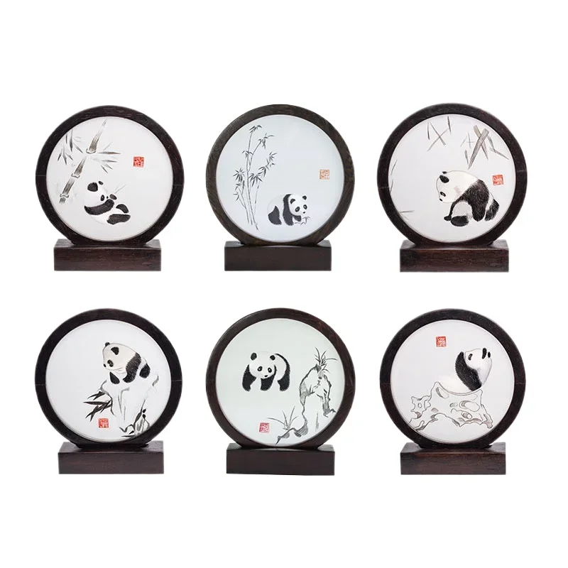 Shu embroidery table screen Chinese style double-sided embroidery embroidery ornament Sichuan panda special gift
