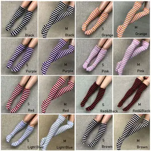 1Pair 1/6 Doll Stripe Socks DIY Doll's Clothes Accessories Dollhouse Decoration Toys Christmas Gift for Children Kids Girl 6 best sales slutty barbie clothes - №5