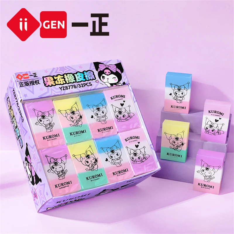 

32 pcs/lot Sanrio Kawaii Kuromi Eraser Cute Writing Drawing Pencil Erasers Stationery For Kids Gifts School Supplies