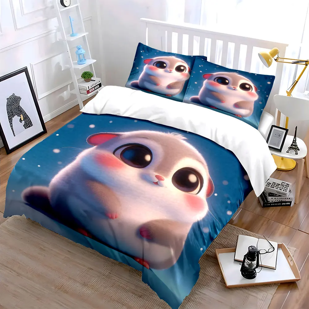 

"Cozy Hamster-Themed Winter Set" Exquisite three-piece bedding set gift for kids and adults