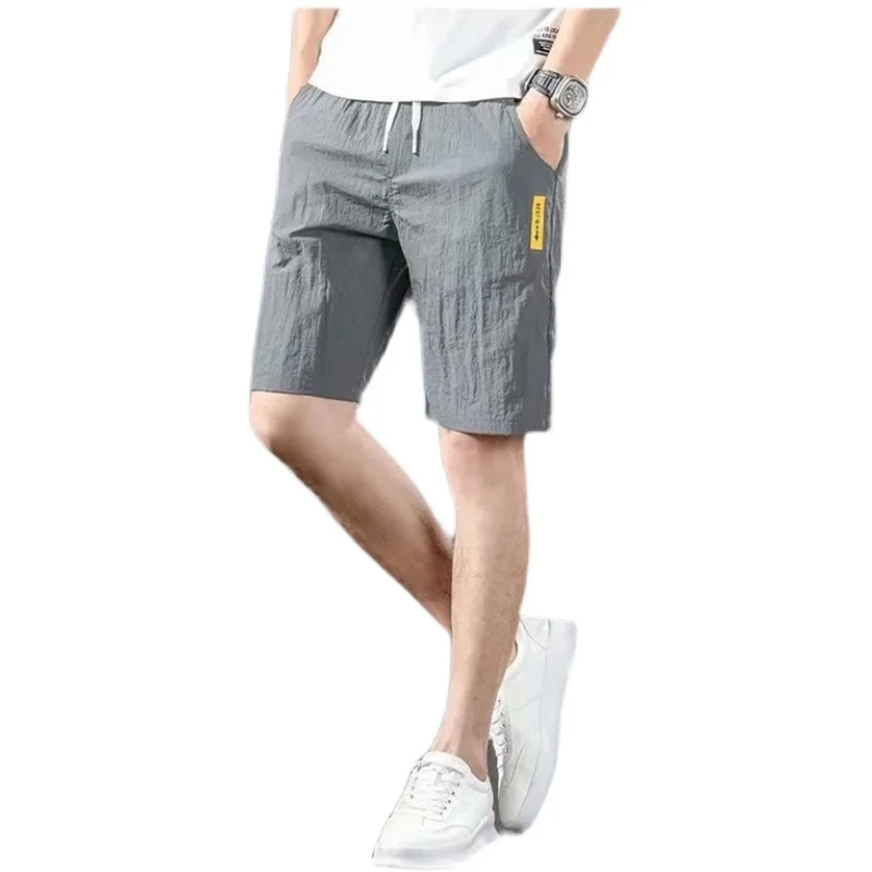 アイスシルクショーツメンズルーズ夏 5 クォーターカジュアル薄型ビーチスポーツパンツ通気性速乾性軽量カーゴショーツ