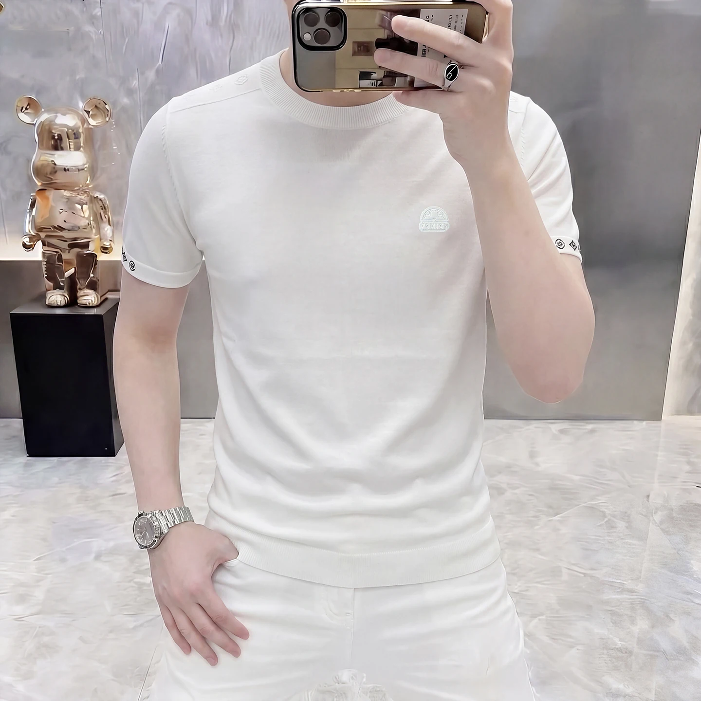 Knitwear Crewneck T Shirt For Men Short Sleeve Stretchy Coolness Summer Quality Smooth Comfortable Exquisite Camisetas De Hombre