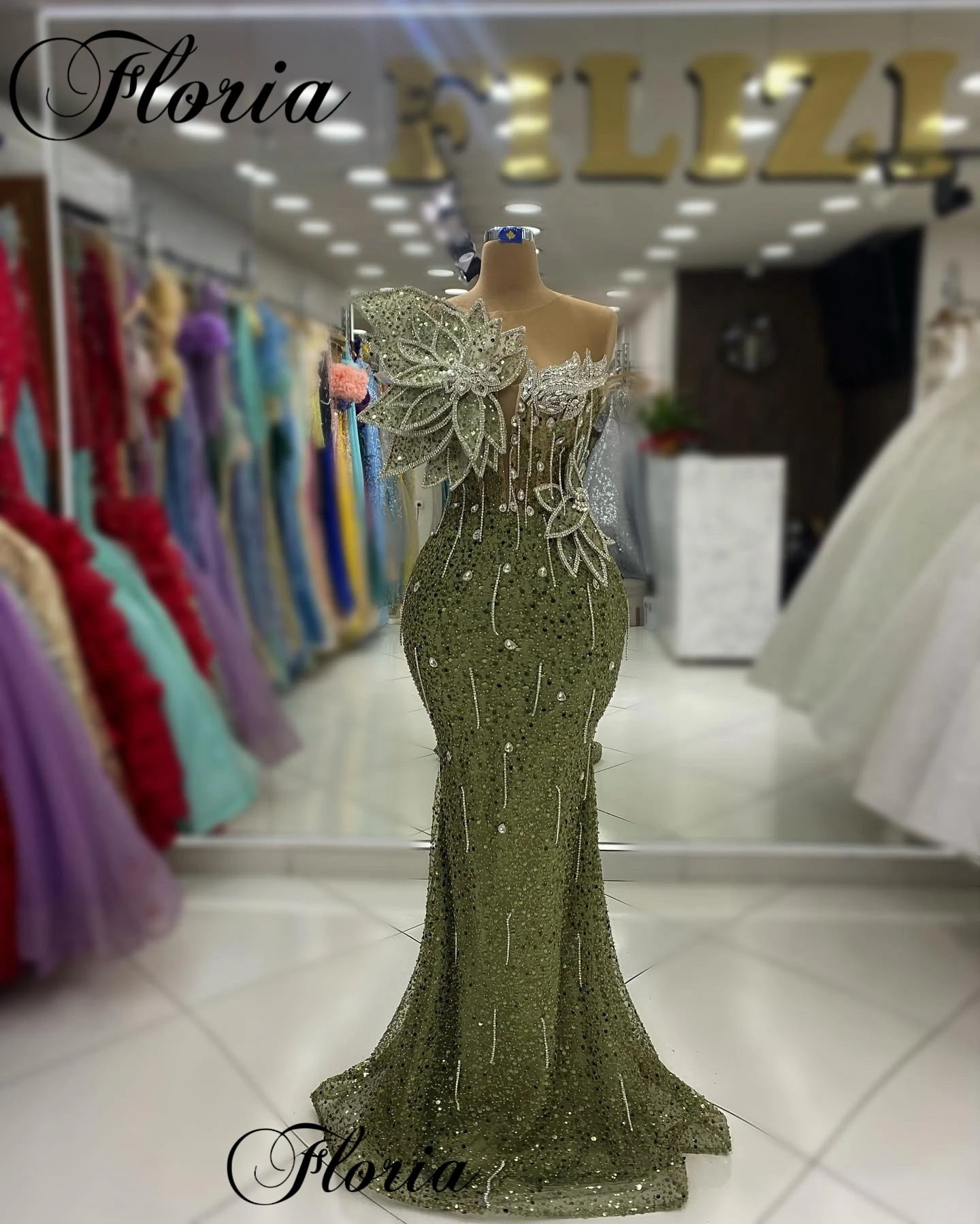 Avocado Green Cocktail Dresses Mermaid Crystals Special Occasion Dresses For Women 2024 Vestidos De Cóctel Prom Party Dresses