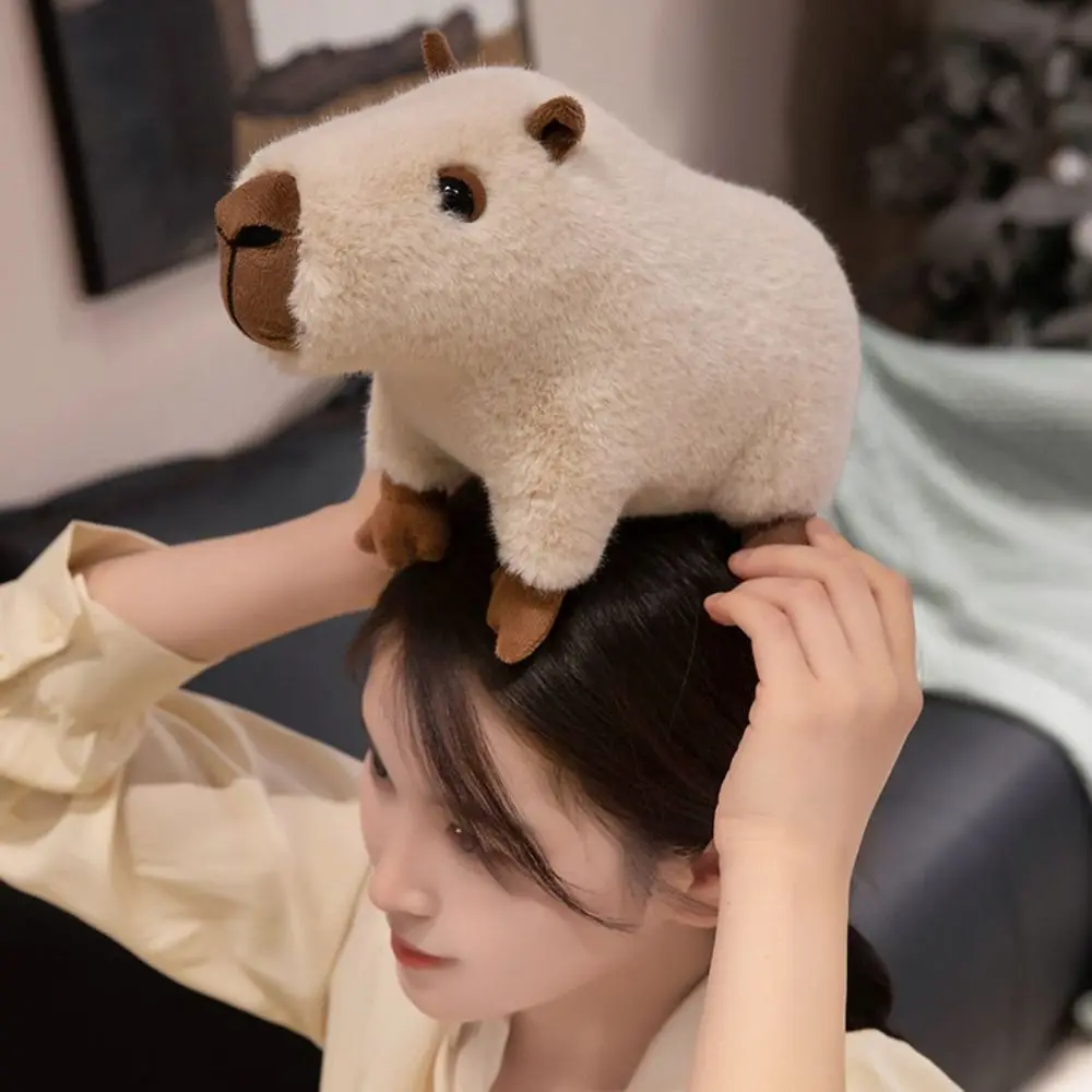 26cm/36cm capivara boneca de pelúcia folha de lótus design material macio capivara brinquedo de pelúcia folhas verdes expressão fofa