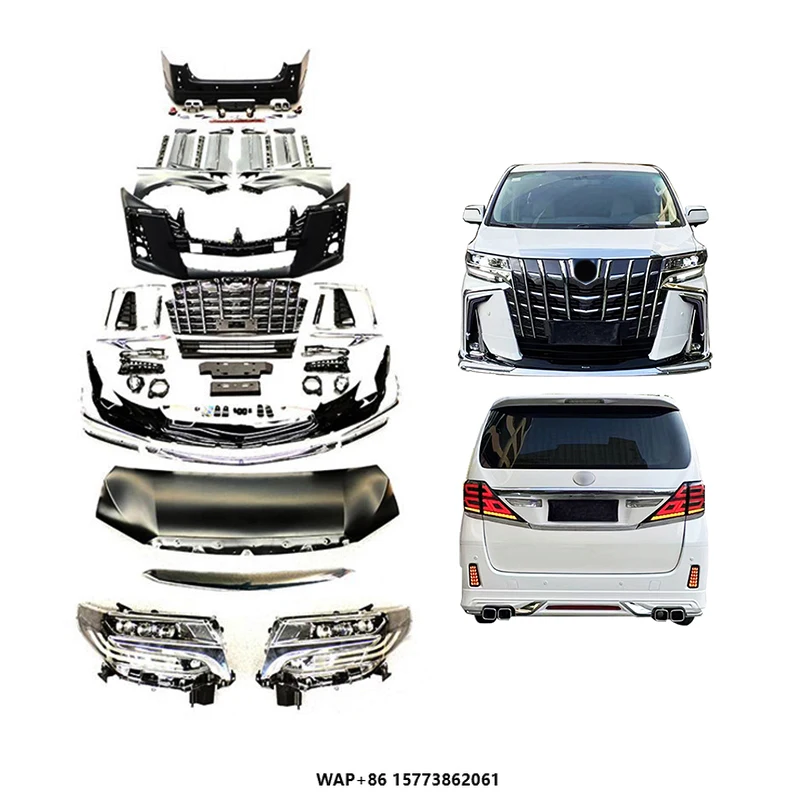 

Upgrade 2018 LED Headlights Rear Bumper Front Bars Body Kit for TYT Alphard 2008-2014 New Condition with Fog Light Cut-Outs