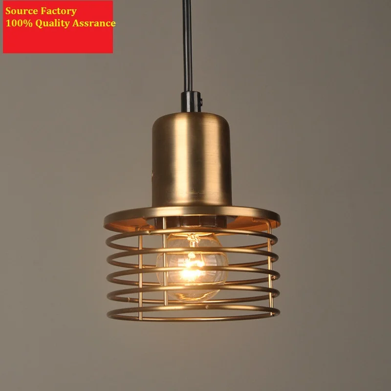 Retro Gold Metal LED Pendant Lights Dining Room Bathroom Bedside Pendant Light Home Concise Lantern LED Bulbs E27