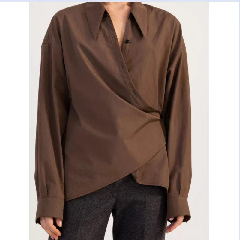 

24 year new cotton wrapped niche design casual loose collared long sleeved shirt
