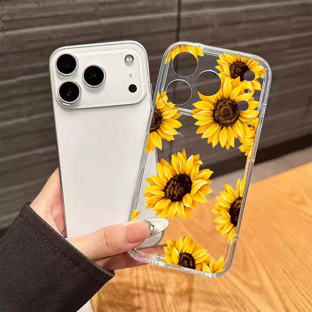 Sunflower Printed Phone Case For iPhone 13 11 16 15 14 12 17 Pro XS Max Air 7 8 6s Plus XR SE 2022 2020 16e 17e TPU Back Cover view 2