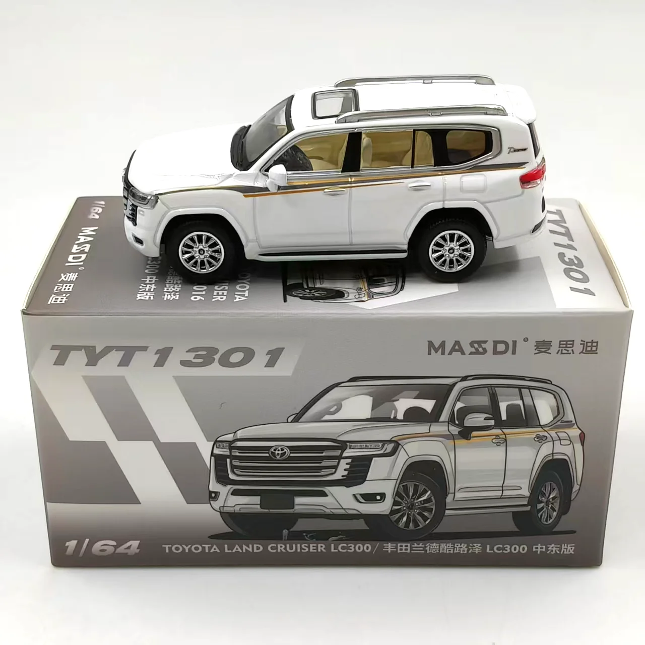 Diecast 1:64 Maßstab Toyota Land Cruiser LC300 Middle East Edition Legierung Auto Modell Sammeln Spielzeug Geschenk Souvenir Display Ornament