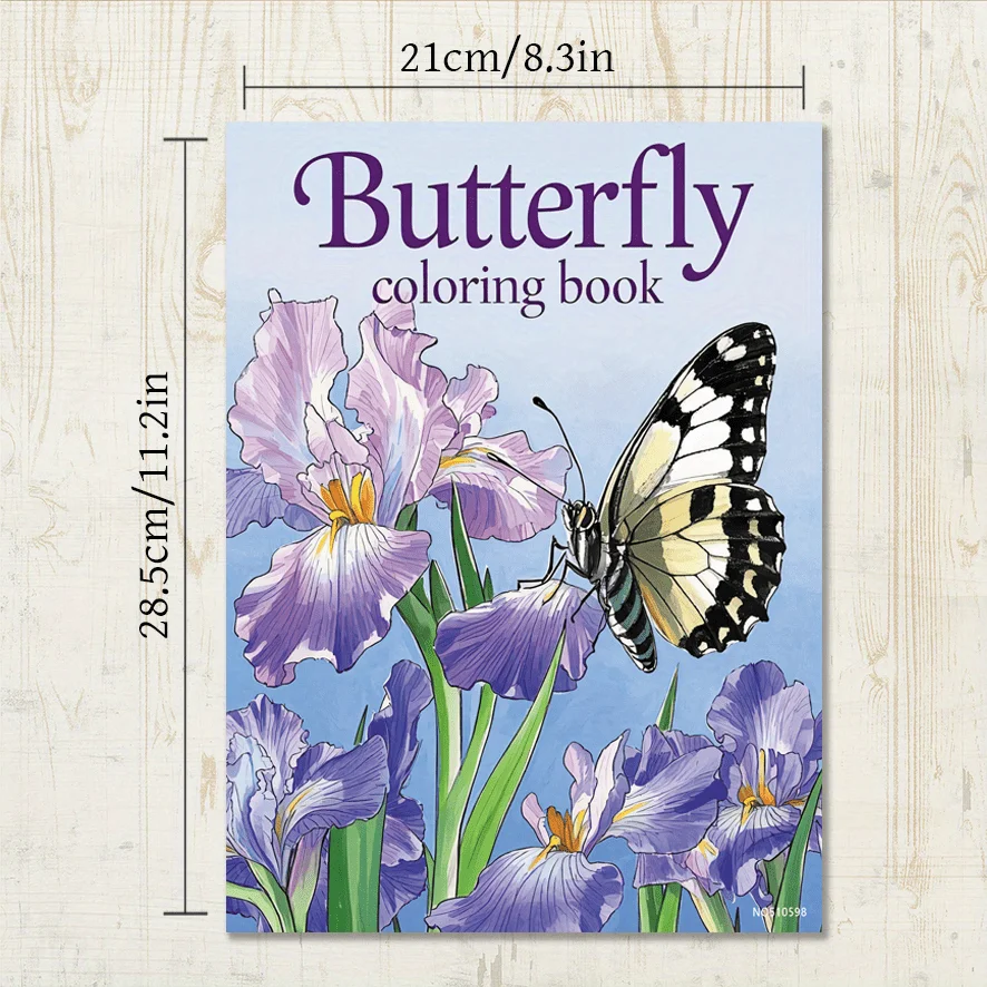 Flowers and Butterflies Adult Coloring Book - 8.3x11.2 inches 22 art therapy illustrations for teens and adults