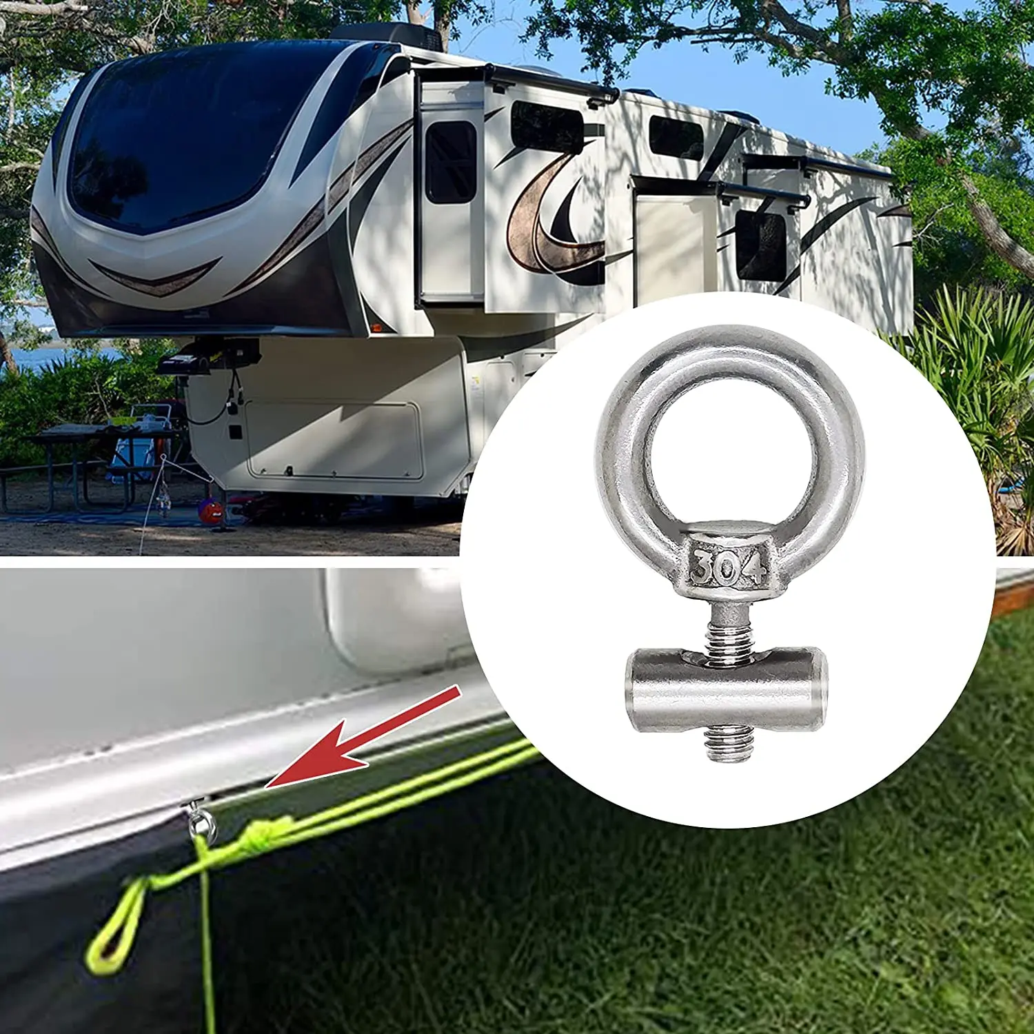 

2/4set 6mm Awning Rail Stoppers With Carabiner Hooks End Stoppers Blocking Kit For Caravan Motorhome Campervan Camping Tent