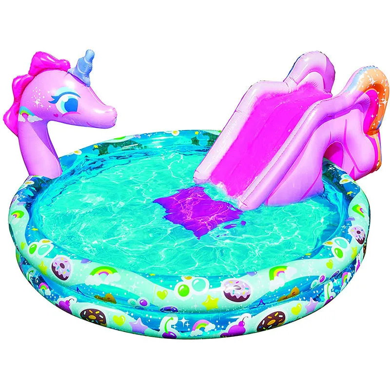 2024 Inflatable Slide Fountain Outdoor Children\'s Water Toy Small Dinosaur Pool Factory Order Pvc Product