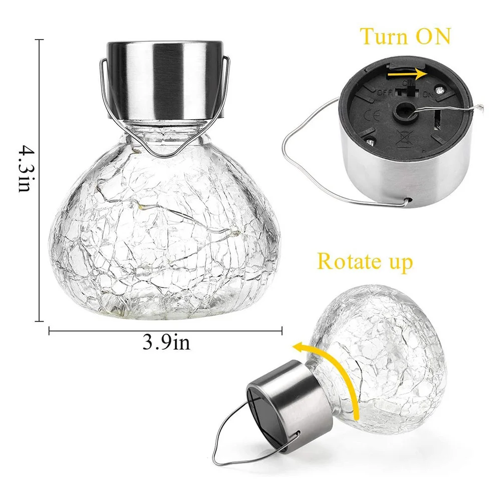 Solar Glass Ball Light Outdoor Hanging Landscape Lighting For Garden Yard Pathway Solar Powered Led Lamp Waterproof