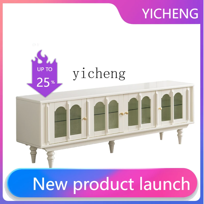 

Modern TV Cabinet Vintage Cream Style Living Room Furniture Combined Tea Table Small Apartment