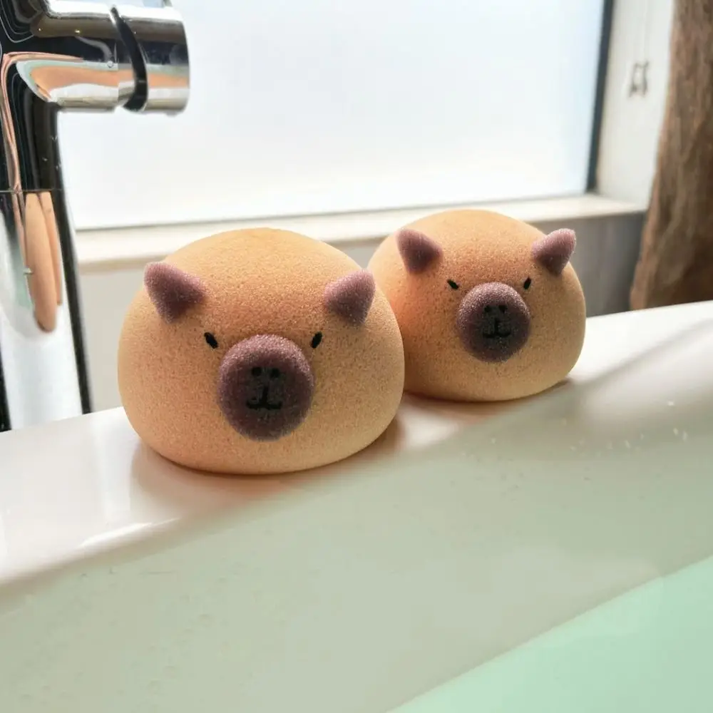 ลูกบอลโฟมตาข่ายสำหรับอาบน้ำลายการ์ตูน capybara ดูดซับน้ำที่ขัดผิวชุดอาบน้ำทำความสะอาดผิว