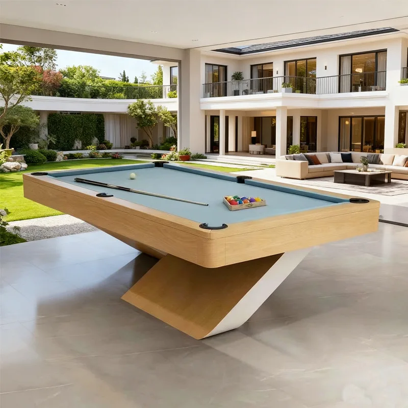 Solid wood pool table Standard household high-end light luxury nine-ball table Commercial club, villa inclined wood pool table