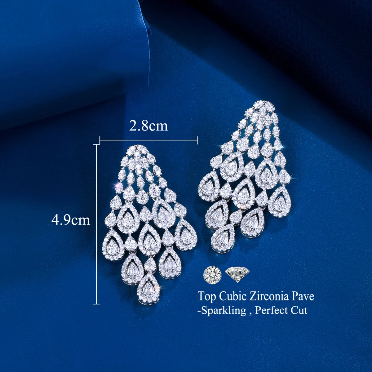 CWWZircons Trendy White Water Drop Cubic Zirconia Brazil Style Party Long Dangle Earrings for Women Festive Jewelry Gifts E1169
