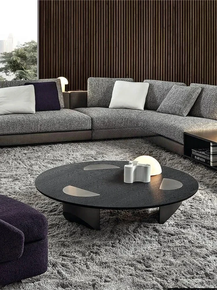 

S Living Room Home Italian-Style Light Luxury Small Apartment High-Grade Stainless Steel round Glass Suspension Coffee Table