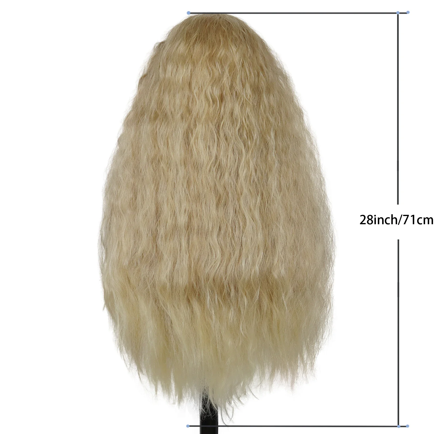 Premium Synthetic Wig 28 Inch Supder Long Curly Wigs for Women Blonde Wig with Black Roots Hairline Fake Scalp Fluffy Loose Wigs