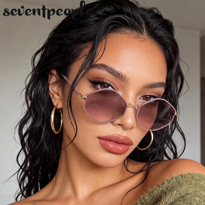 스몰 프레임 육각형 펑크 선글라스 여성용 2026 럭셔리 브랜드 클래식 스팀펑크 폴리곤 선글라스 여성용 빈티지 쉐이드